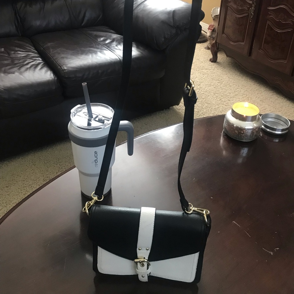 Black and white satchel
